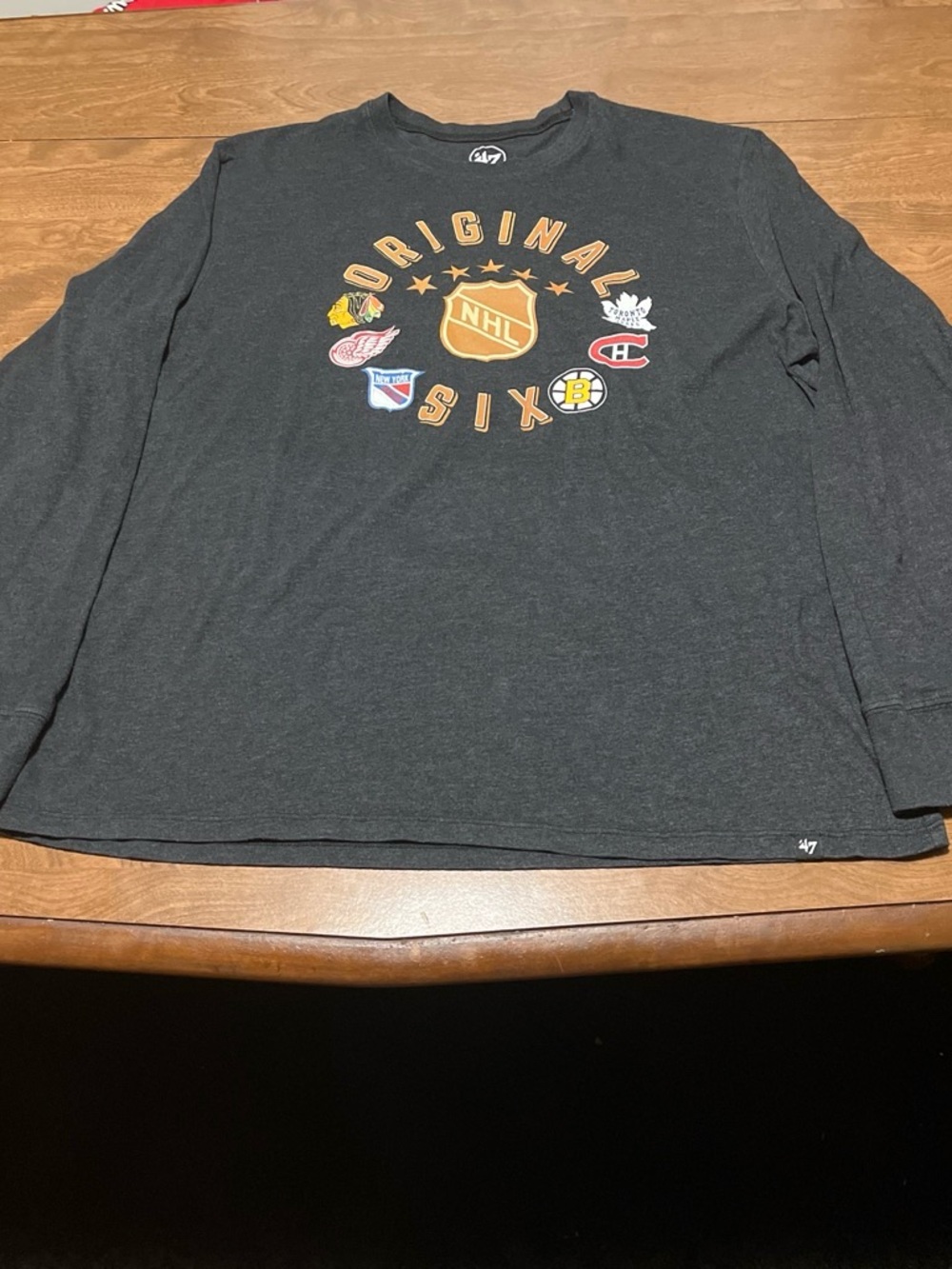 '47 NHL Original Six Long Sleeve Tee - Charcoal Black